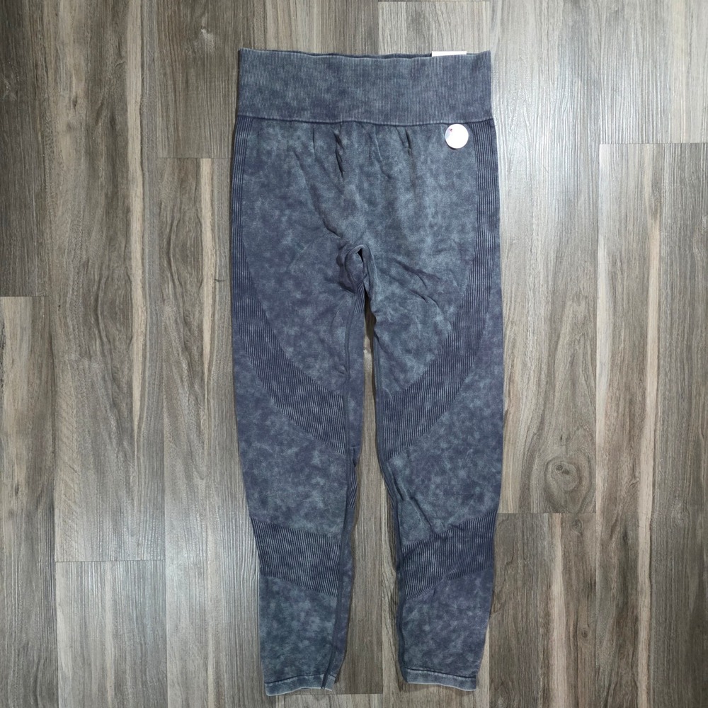 PINK Victorias Secret Seamless High Waist Full Length Tight Grey Acid Wash L